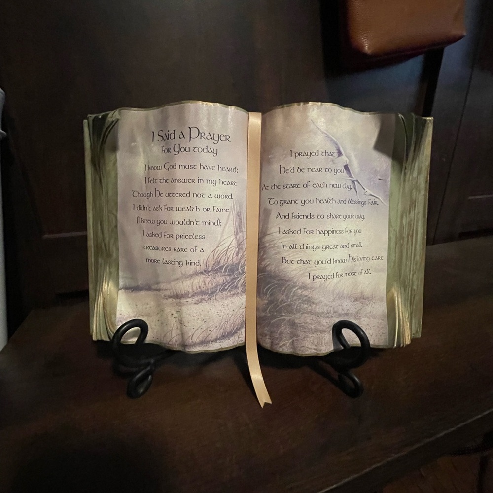 Decorative Open Book with Prayer Text